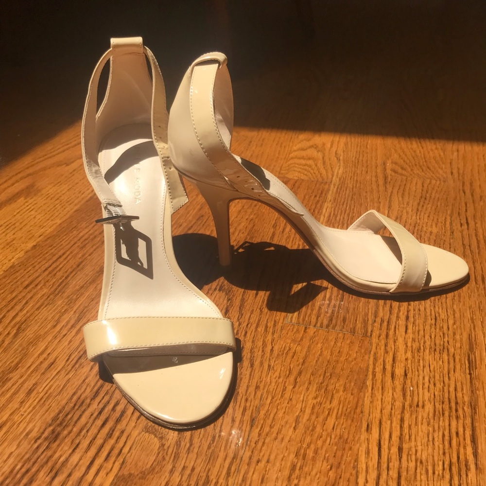 Pelle Moda Nude Heels with Ankle Strap